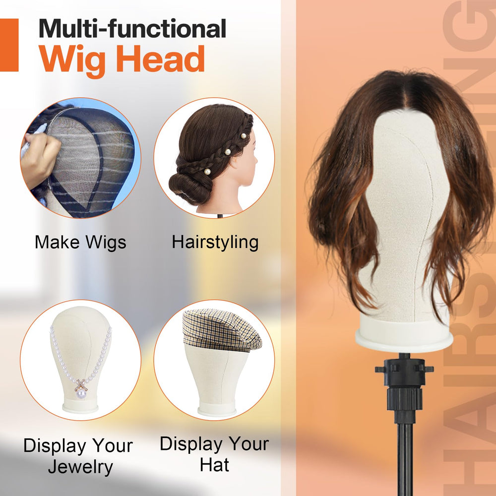 Neverland wig stand accessories canvas head included for complete practice kit.