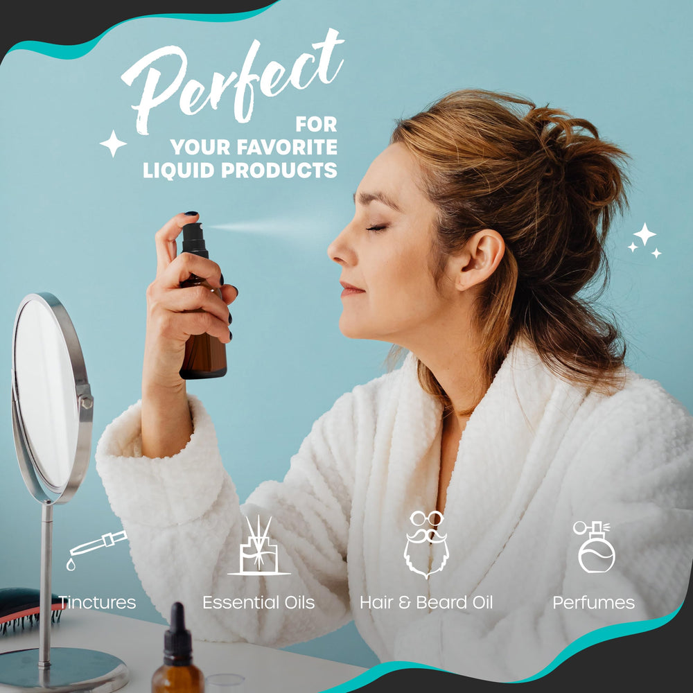 Nevlers amber glass bottle pack, durable containers ideal for essential oils and sprays.