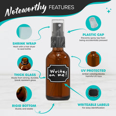 Nevlers amber glass spray bottle nozzle close-up, precise mist for even application.