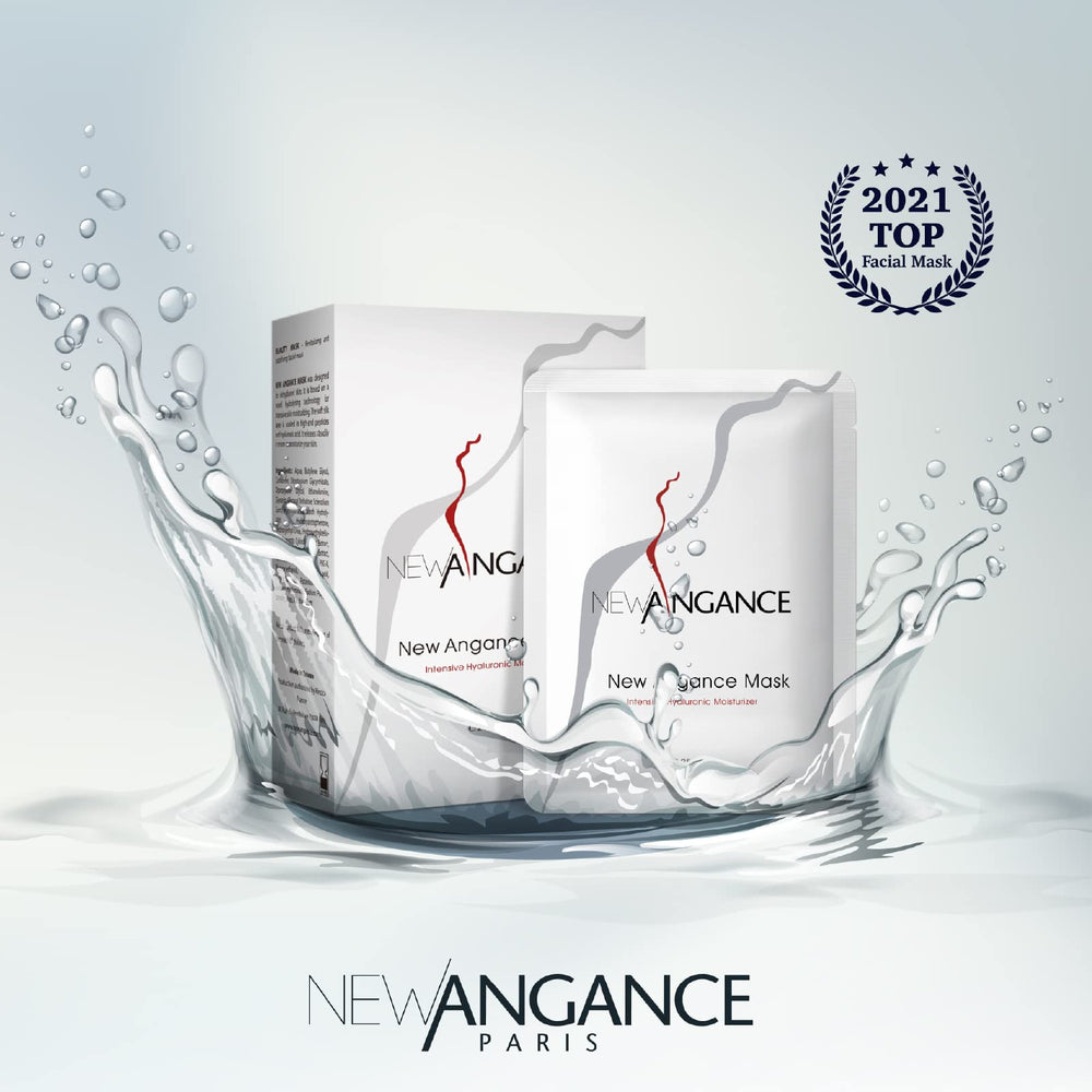 NEW ANGANCE Mask natural-ingredients-leaves close-up emphasizes gentle, fragrance-free care