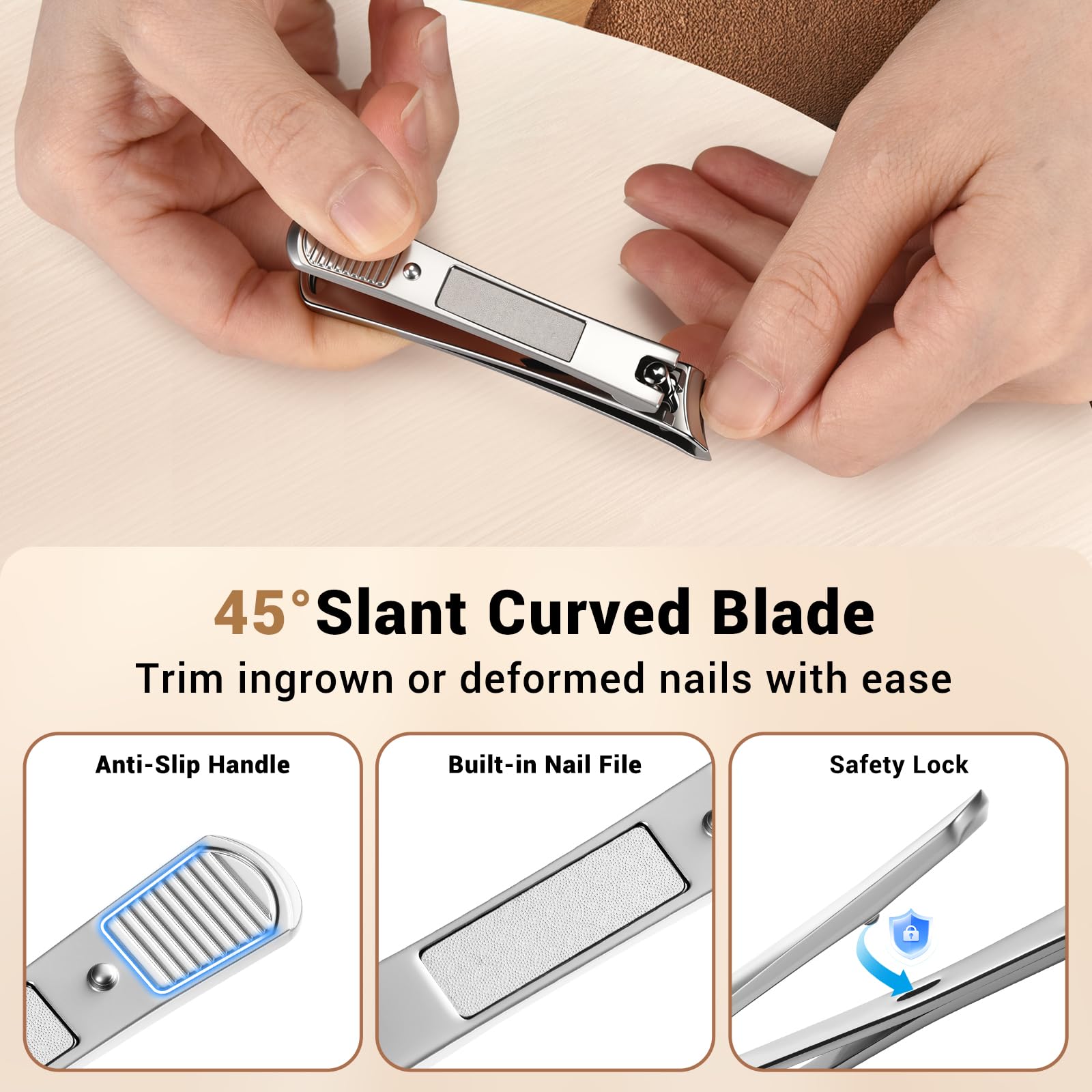 New Huing nail file included for smoothing edges after clipping
