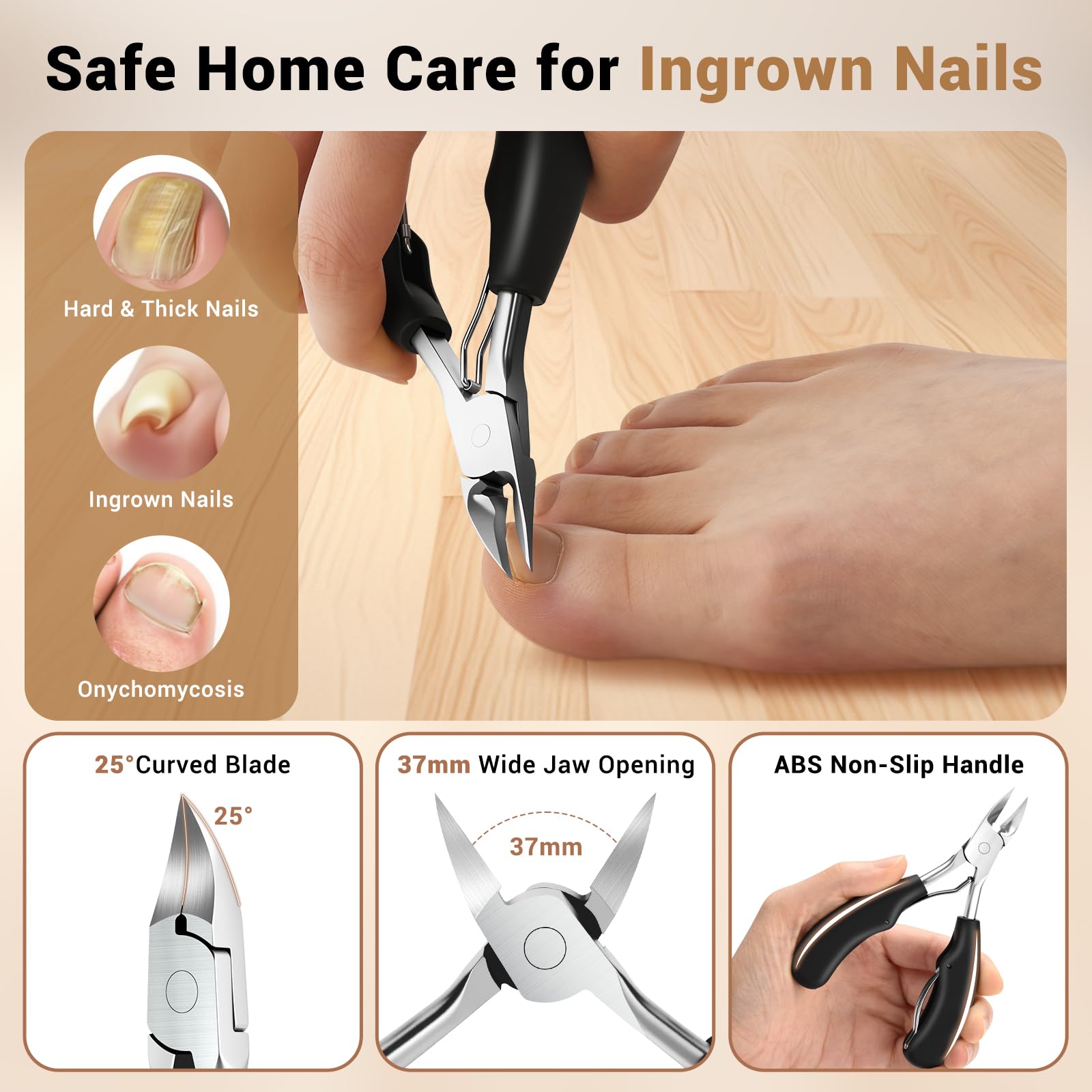 New Huing wide-opening jaw handles thick nails in a single smooth cut