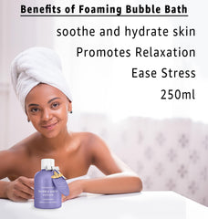 New Miuz bubble bath foam closeup highlighting rich lather for luxurious soak.