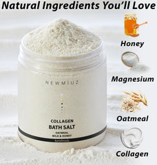 New Miuz Collagen Bath Salt gift set packaging signals spa-ready gifting.