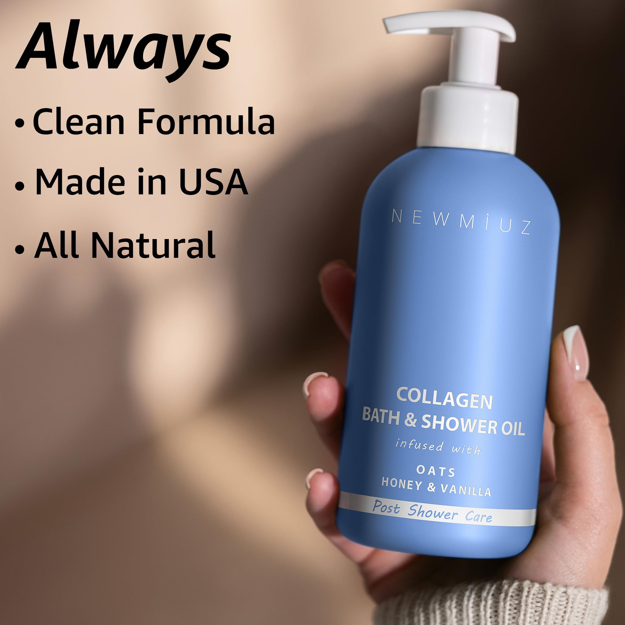 New Miuz Collagen InShower honey glow locks in moisture for soft skin