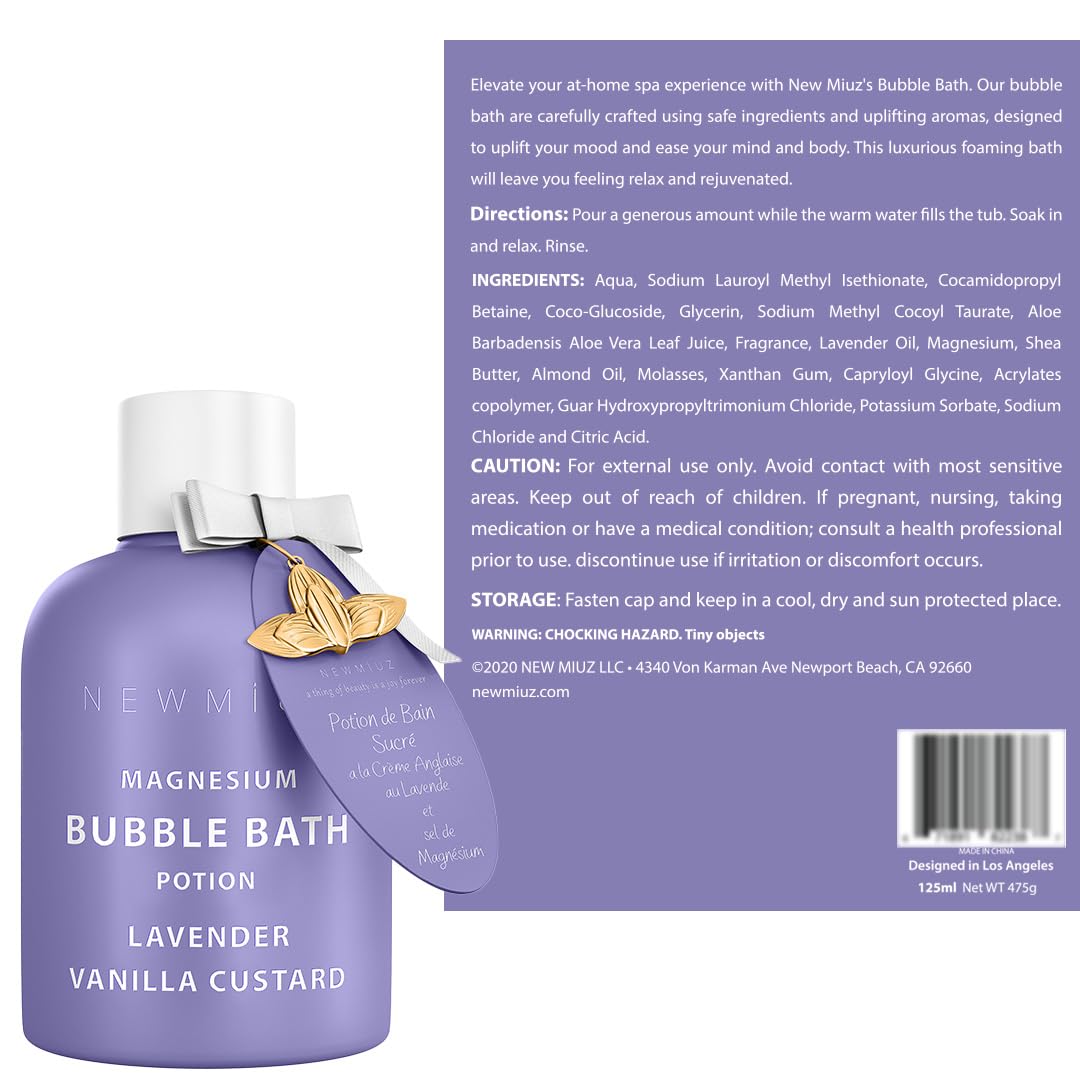 New Miuz foaming-bath-foam closeup showcases thick, moisturizing bubbles.