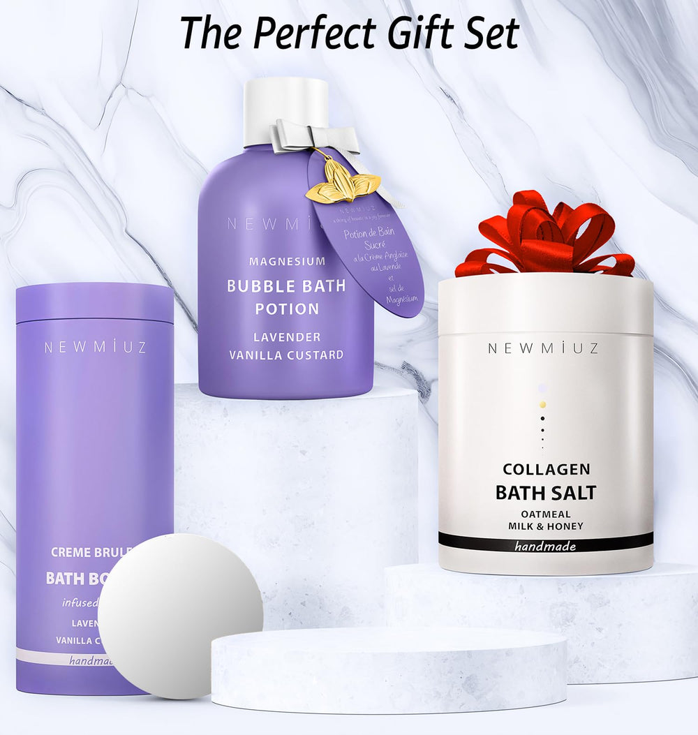 New Miuz gift-packaging luxury-bath set suggests a thoughtful self-care gift.