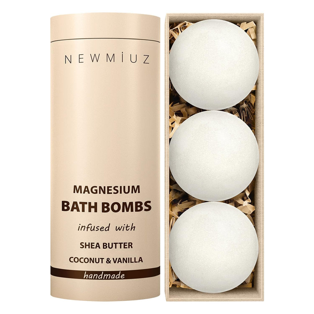 New Miuz magnesium bath bomb vanilla closeup highlights a relaxing aroma.