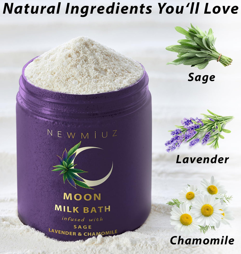New Miuz sage lavender chamomile ingredients closeup for clarity and calm.