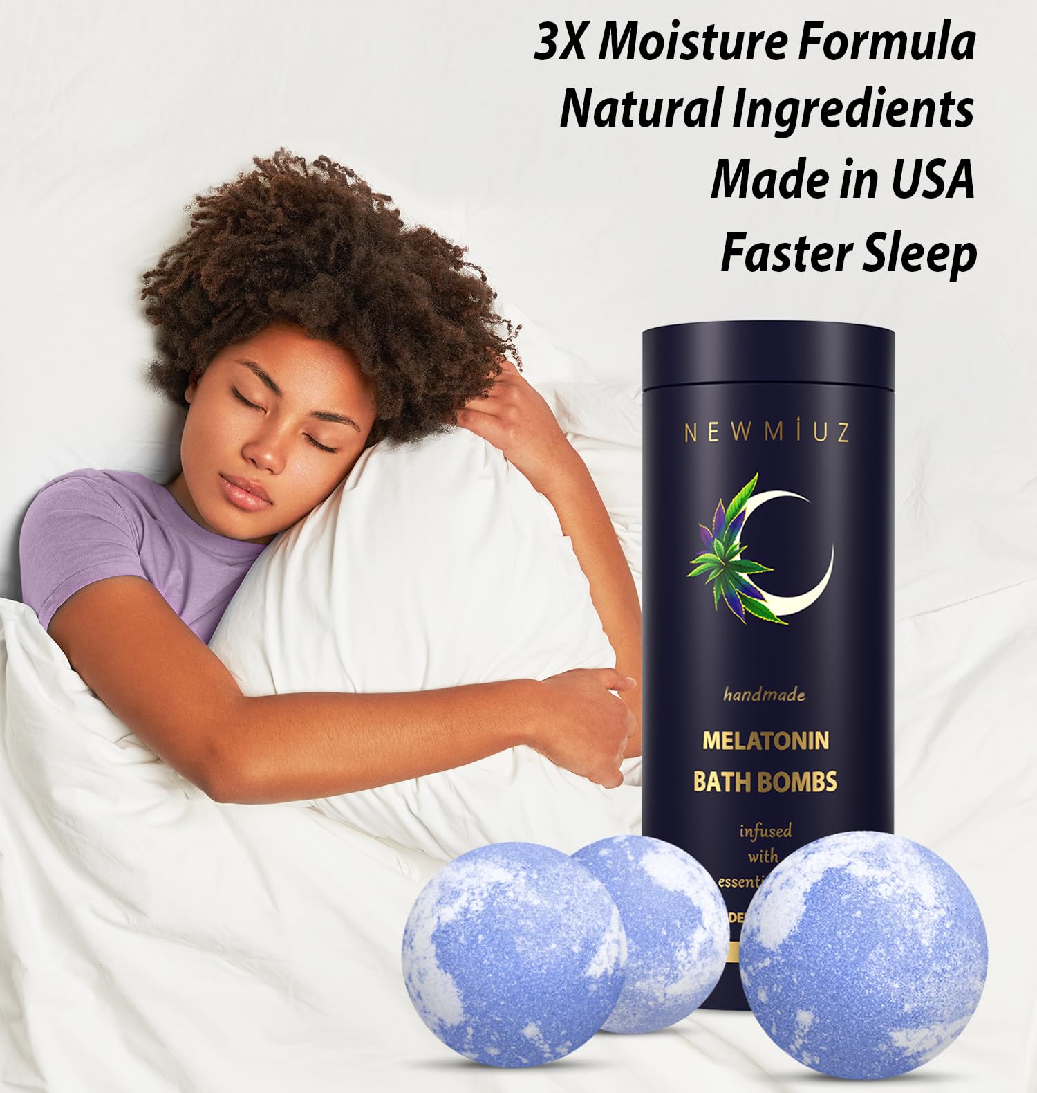 New Miuz Sleep Well bath bombs nourishing dry skin in a spa-like soak.