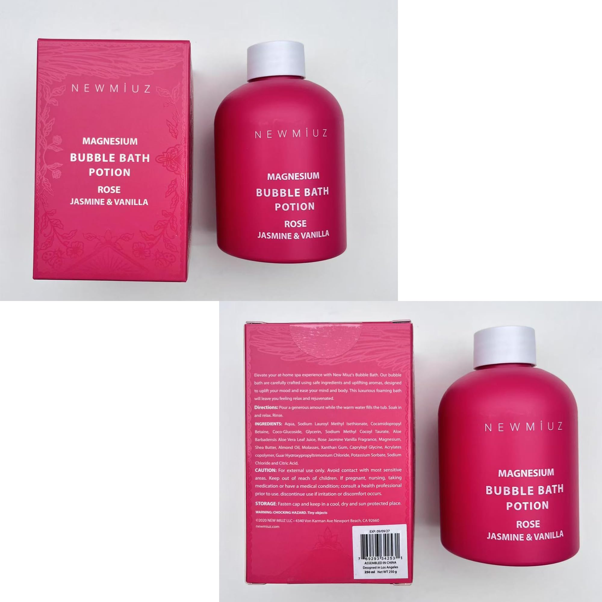 New Miuz vegan cruelty-free ingredients label communicates clean, ethical bath care.