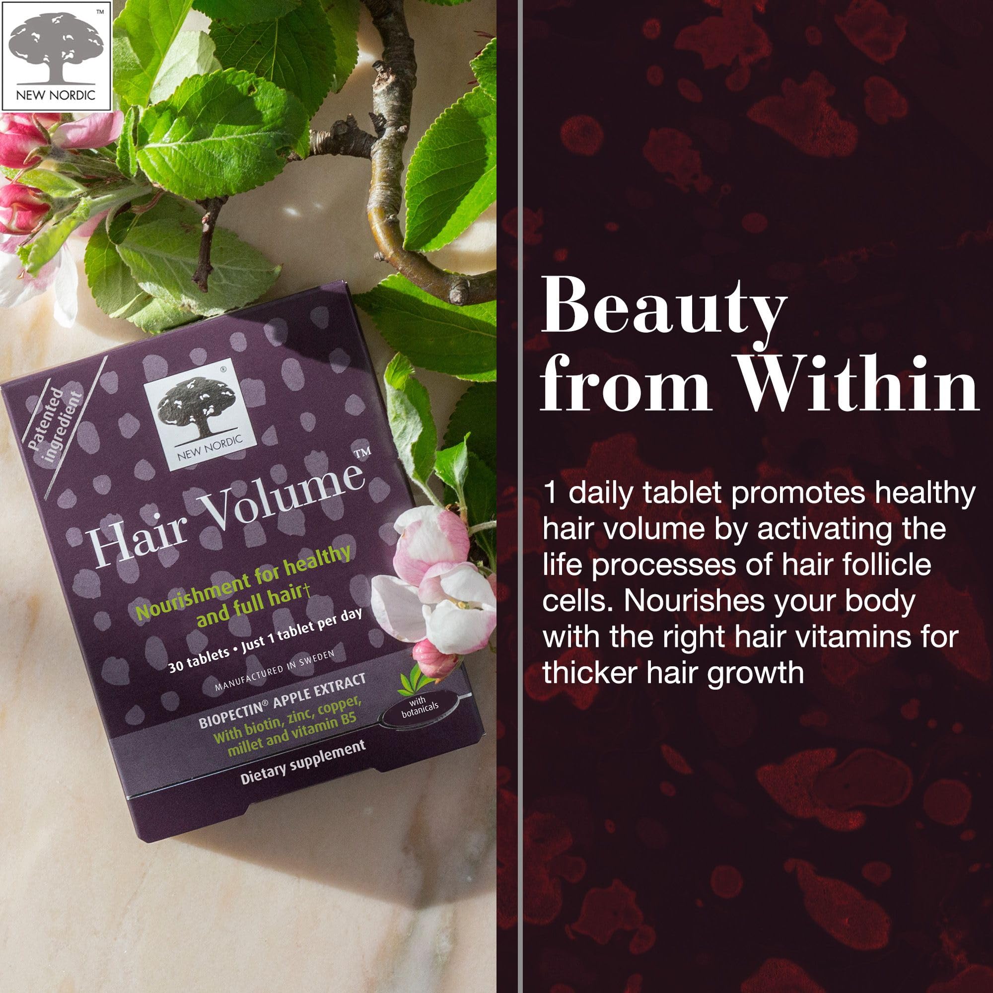 New Nordic Hair Volume Tablets daily dose ready for routine use