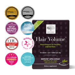 NEW NORDIC Hair Volume Tablets pour action showing simple daily intake