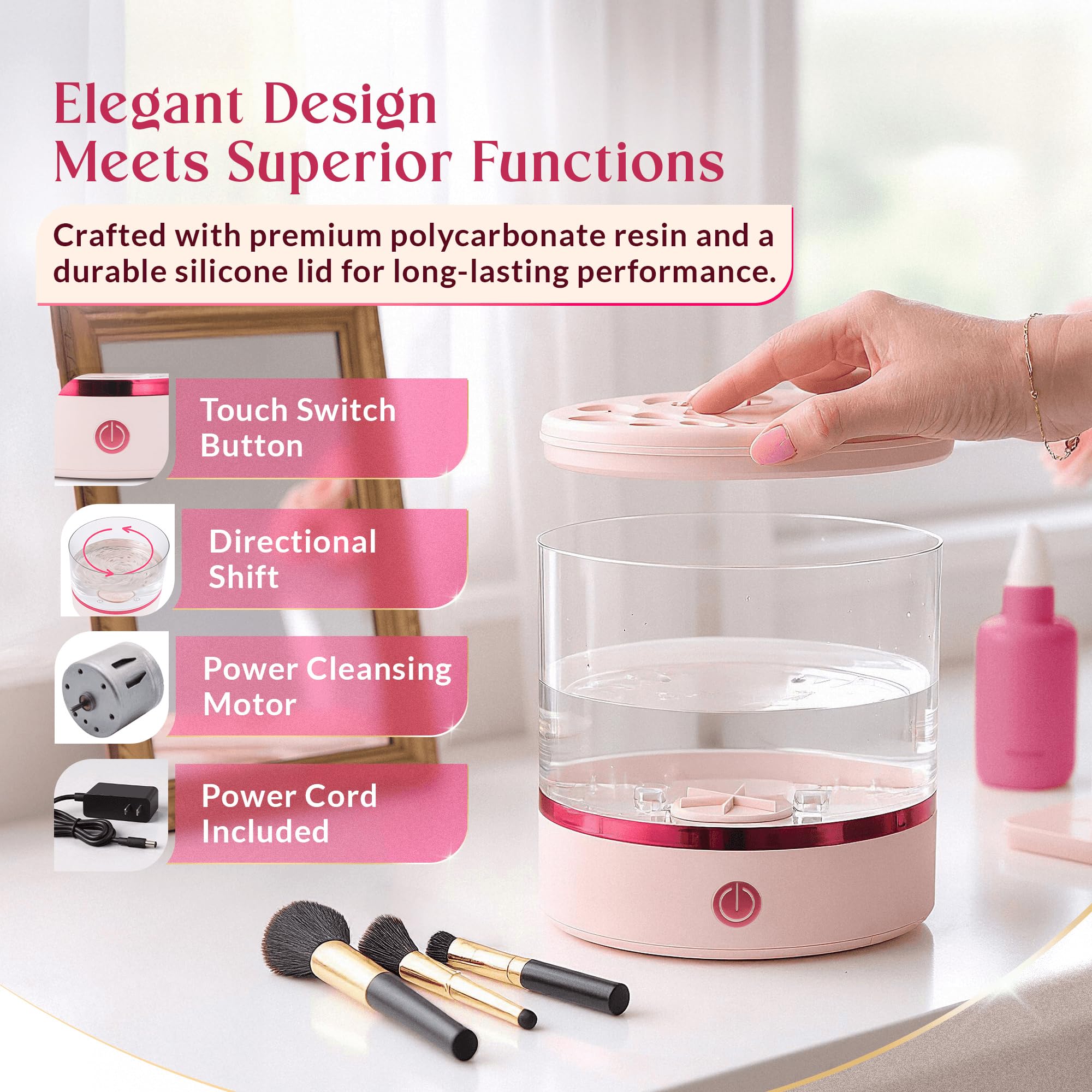 New Solutions 360° cleaner interior holds up to 17 brushes