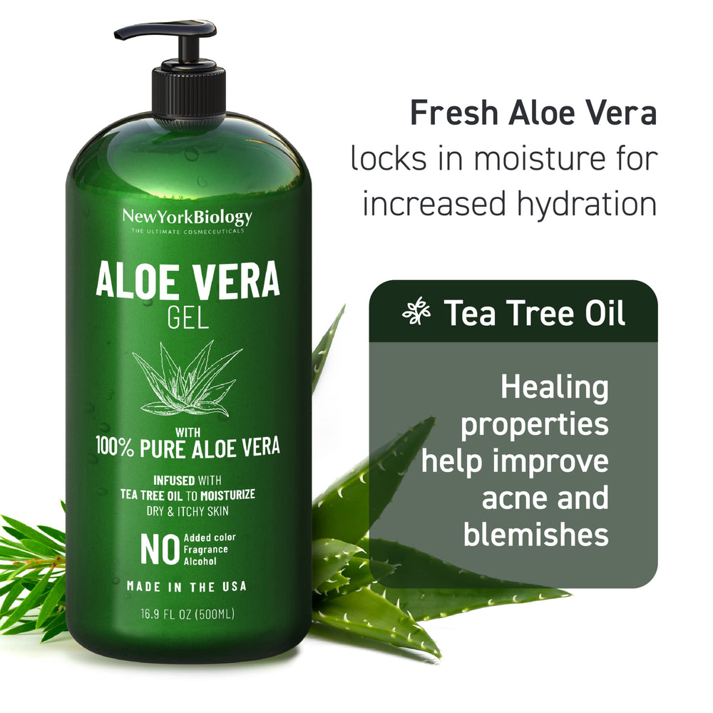 New York Biology Aloe Vera Gel for hair hydration and frizz control.