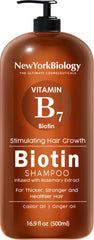 New York Biology Biotin Shampoo bottle front showing growth-supporting formula.