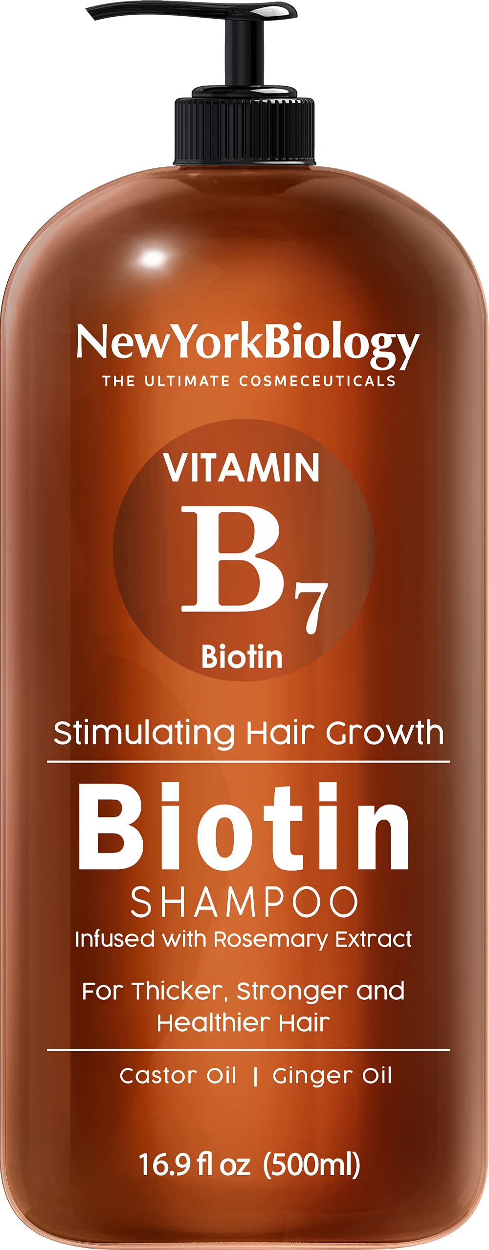 New York Biology Biotin Shampoo bottle highlights growth-supporting formula.