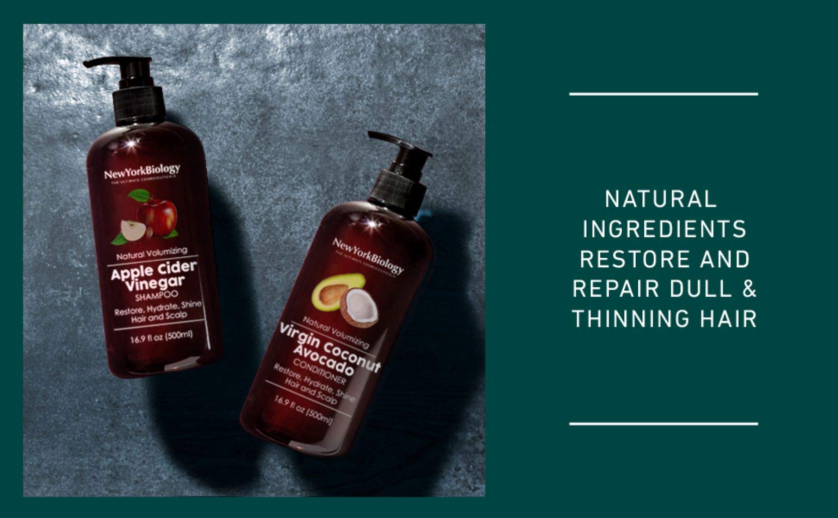 New York Biology dandruff-relief closeup suggests frizz control and smoother hair