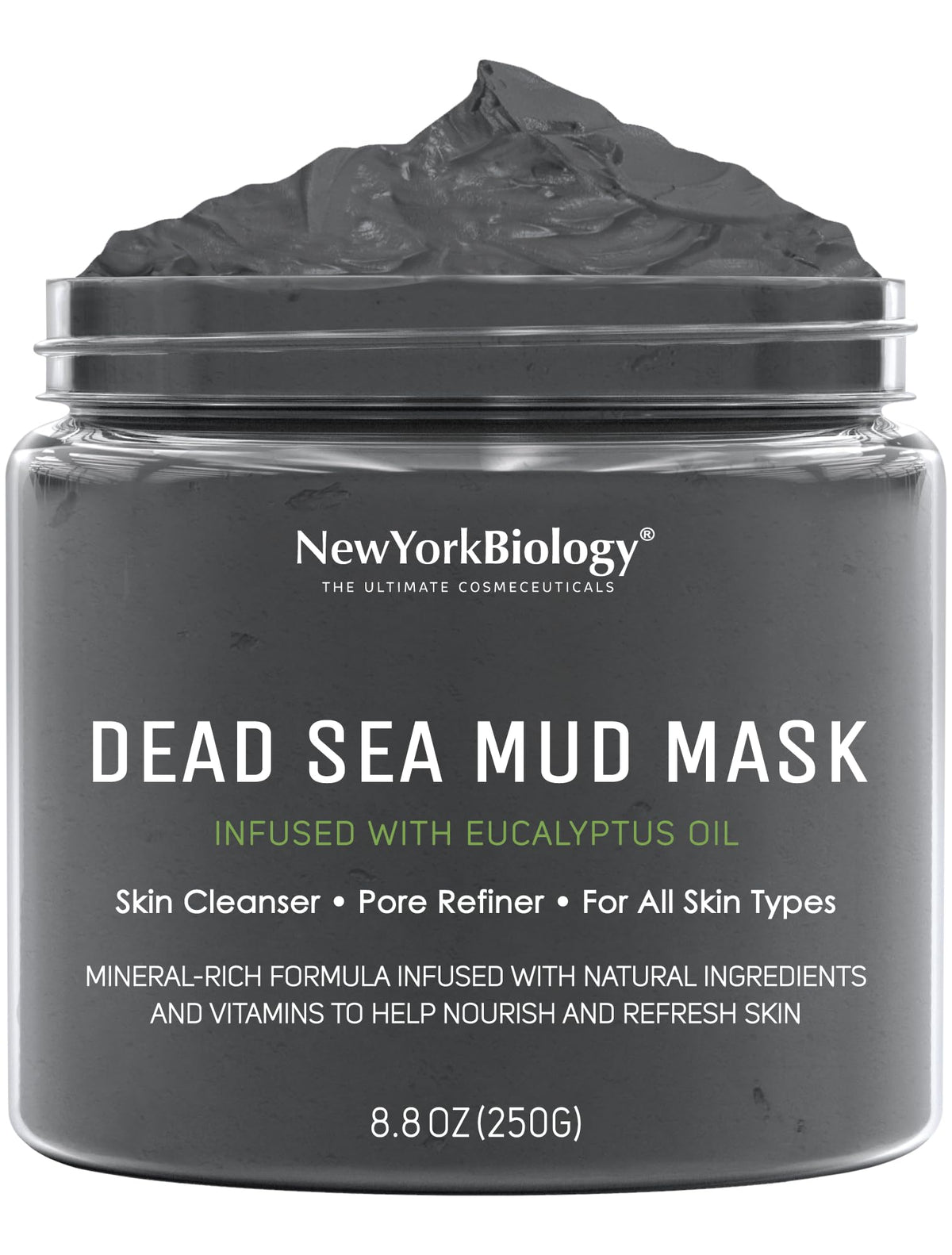 New York Biology Dead Sea Mud Mask bottle pour for oil control and pore refinement.