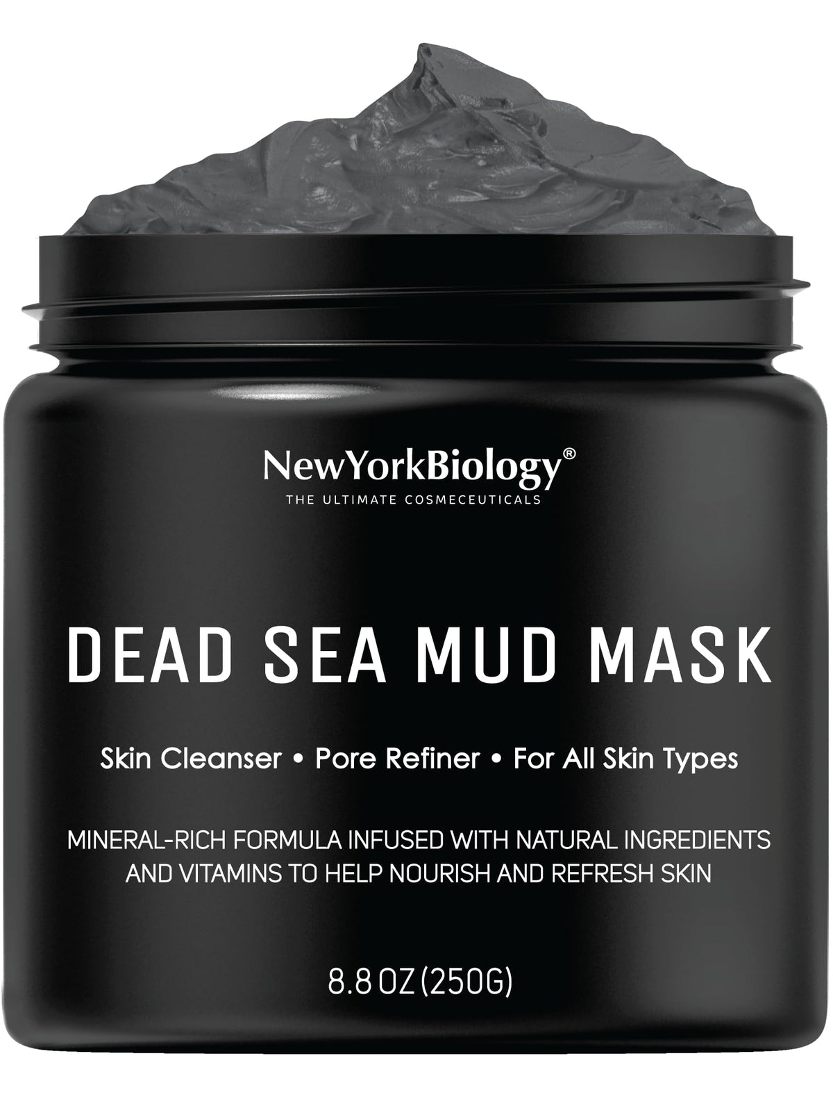 New York Biology Dead Sea Mud Mask face-application shows spa-like pore refinement.
