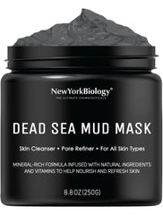 New York Biology Dead Sea Mud Mask face-application shows spa-like pore refinement.