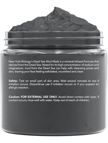New York Biology Dead Sea Mud Mask jar close-up showing rich texture for exfoliation.