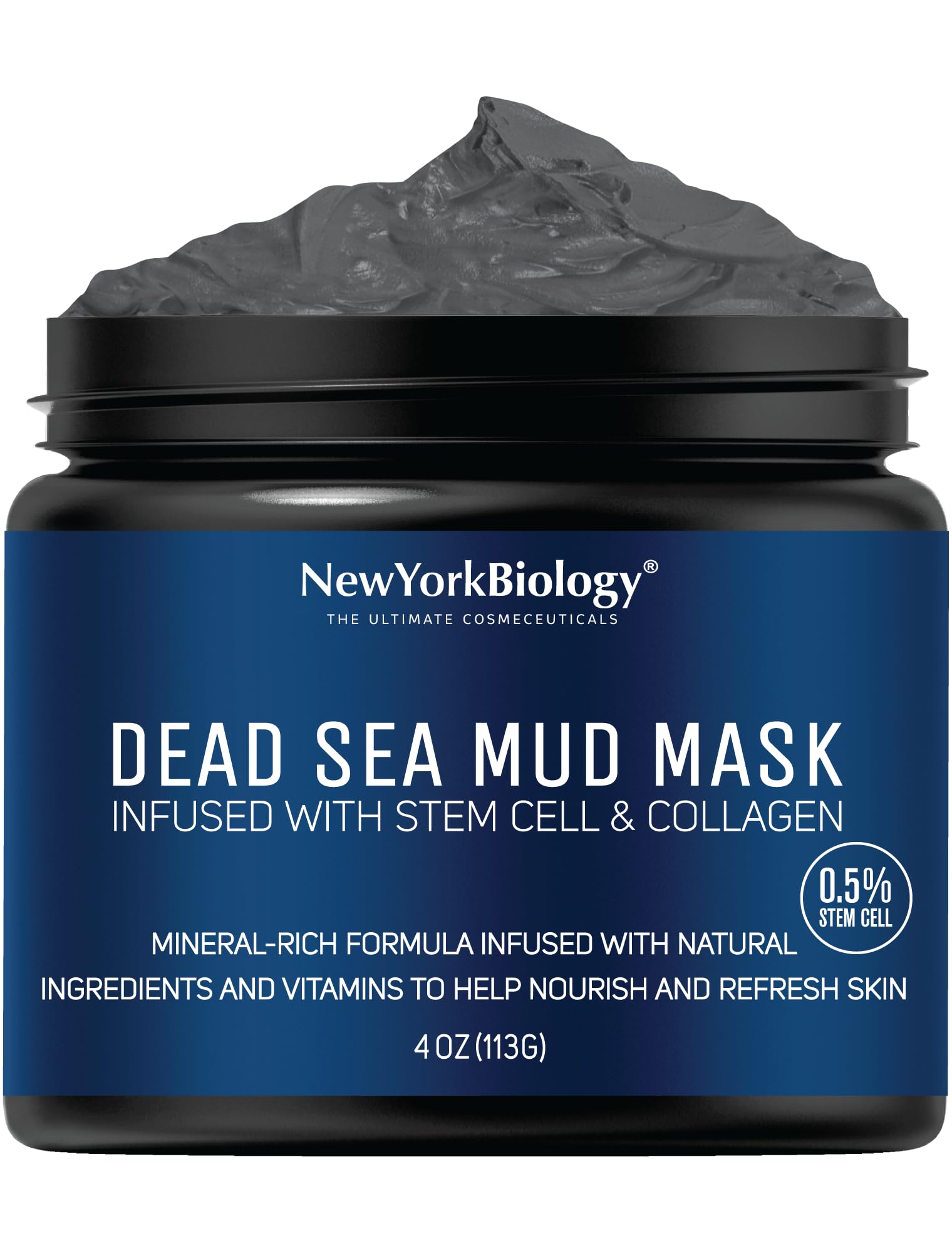 New York Biology Dead Sea Mud Mask jar showing mineral-rich formula for pore cleansing