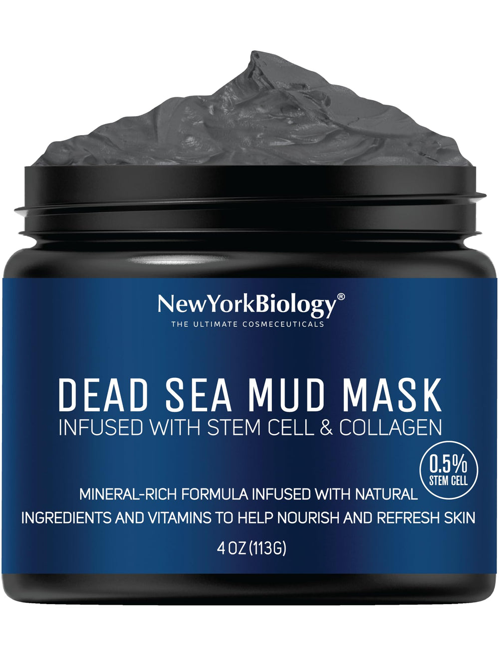 New York Biology Dead Sea Mud Mask jar showing mineral-rich formula for pore cleansing