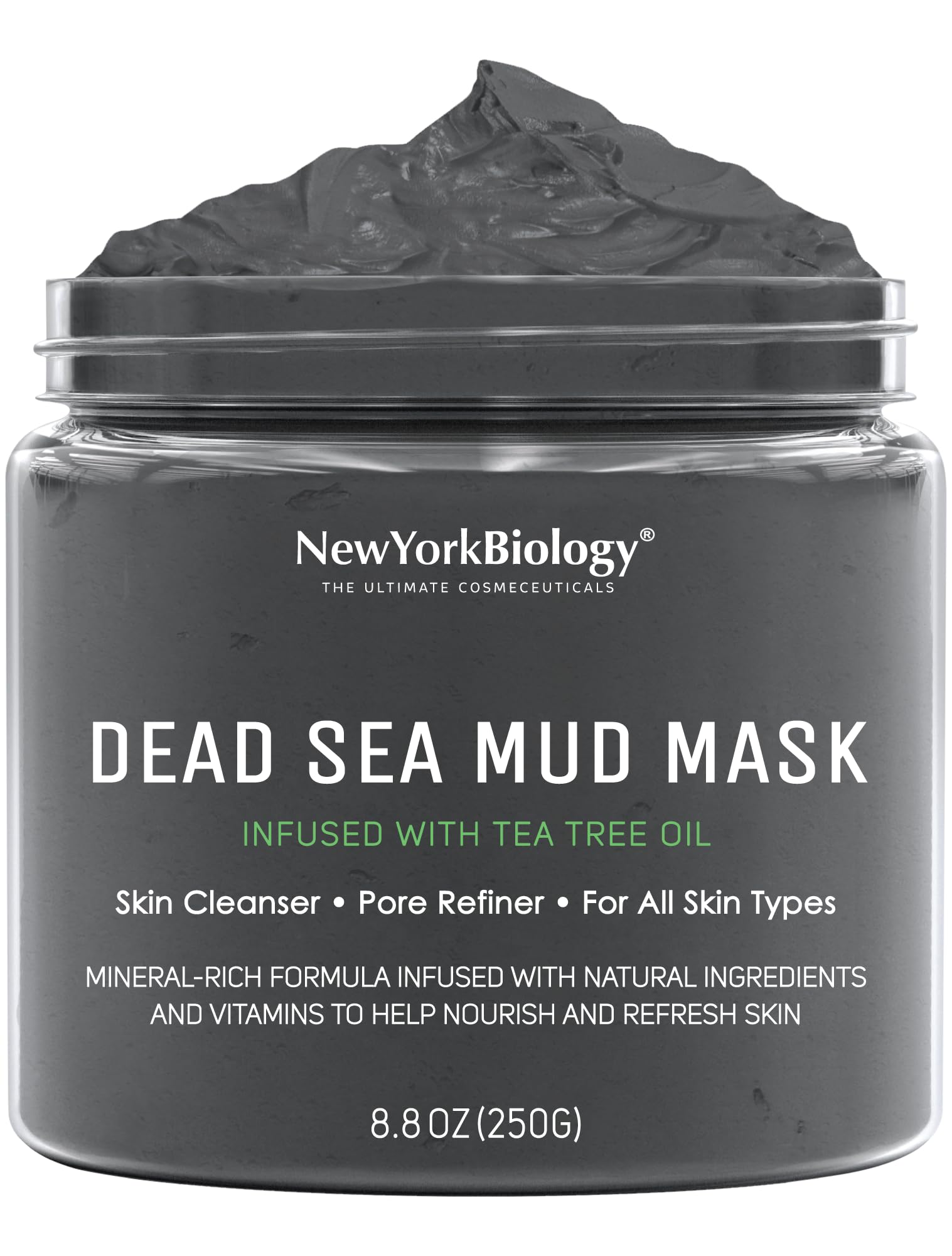 New York Biology Dead Sea Mud Mask packaging—spa-grade formula for all skin types.