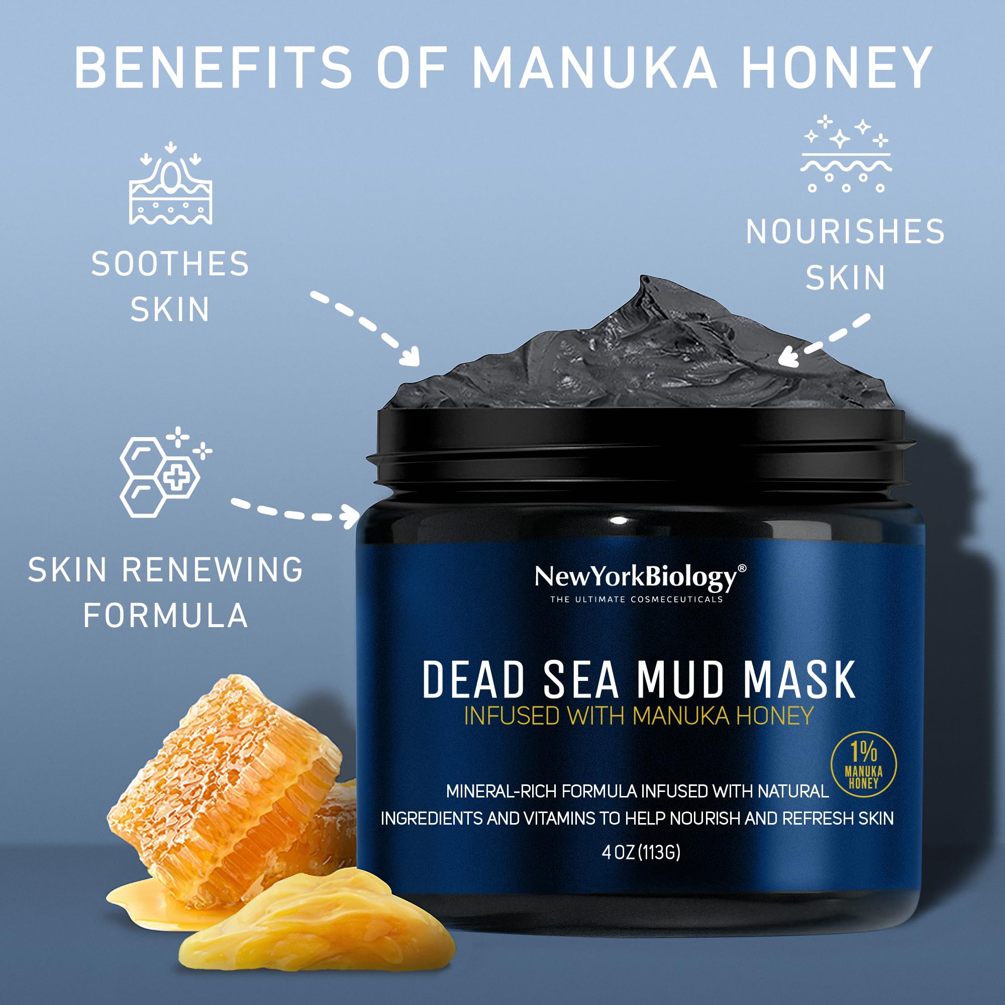 New York Biology Dead Sea Mud Mask with Vitamin E emphasizes nourishing boost for skin renewal