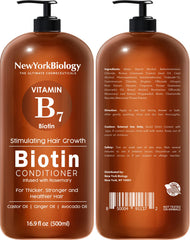 New York Biology Hair Growth Shampoo bottle suggests fuller, denser strands.