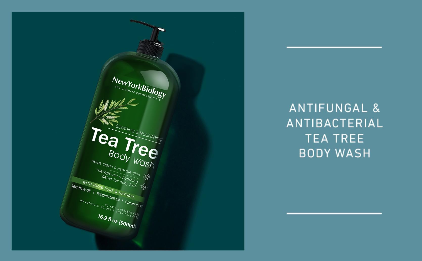 New York Biology Tea Tree Body Wash after-shower skin feeling hydrated and soothed