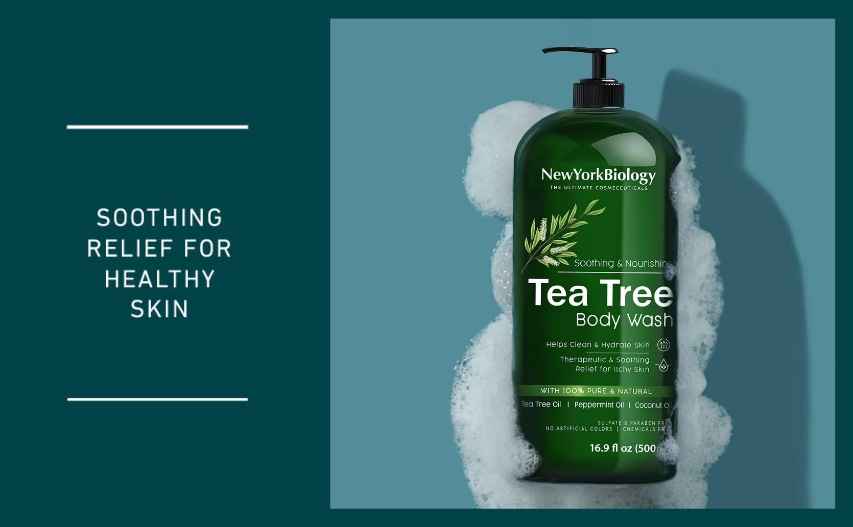 New York Biology Tea Tree Body Wash pack-of-2 on display for value