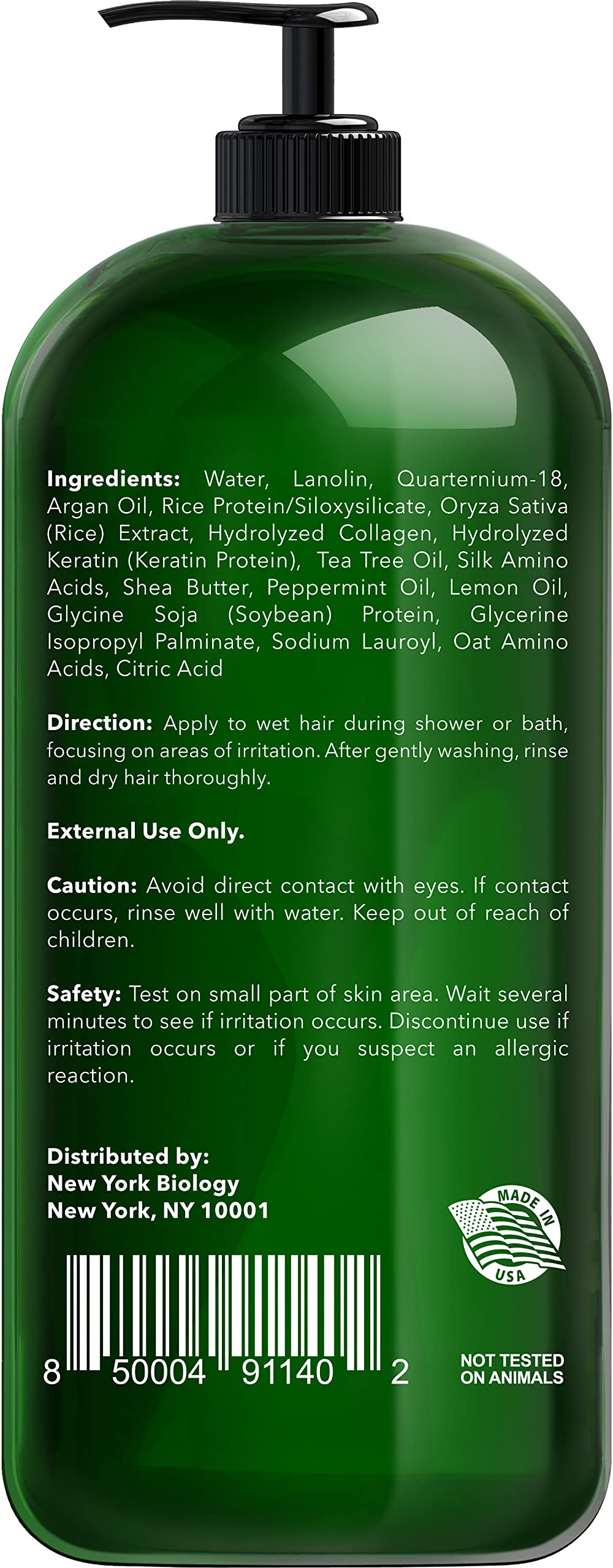 New York Biology Tea Tree Conditioner label closeup highlighting natural ingredients