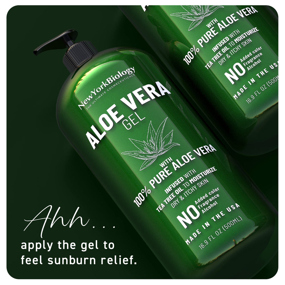 New York Biology Tea Tree Oil infused Aloe Vera Gel for blemish-prone skin.
