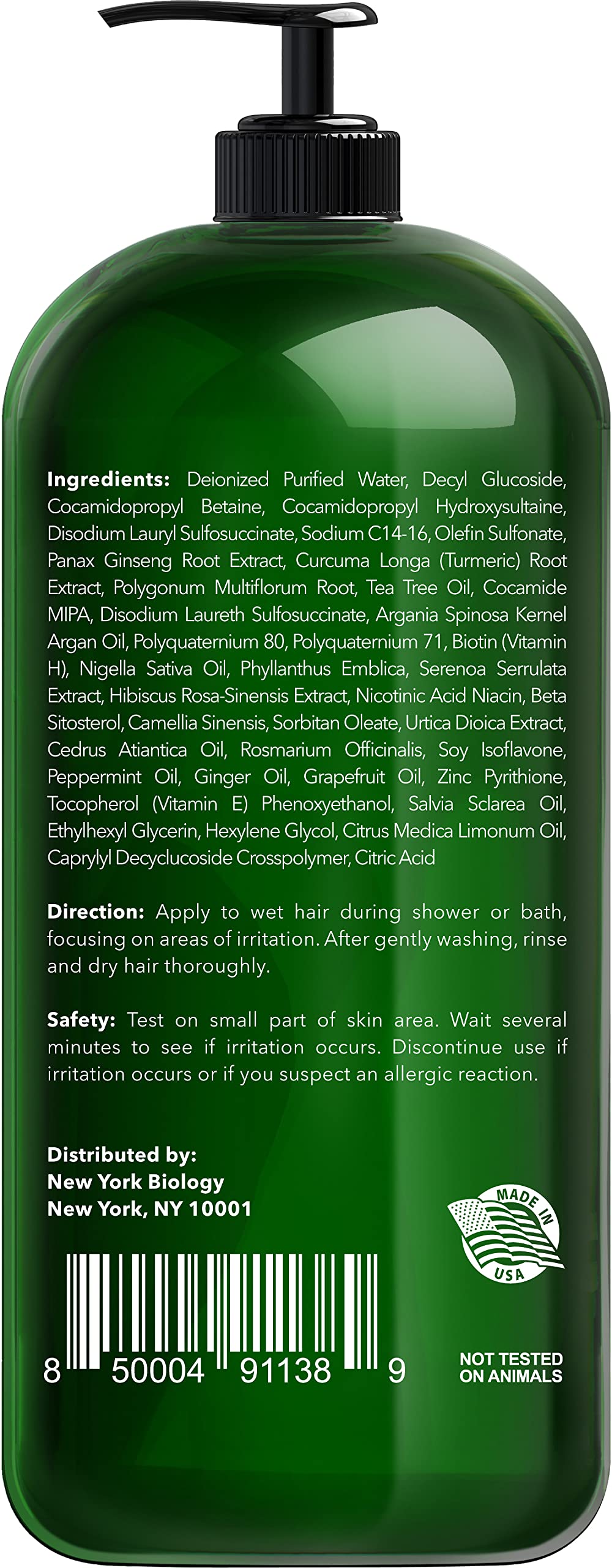 New York Biology Tea Tree Shampoo packaging box highlights sulfate-free formula.
