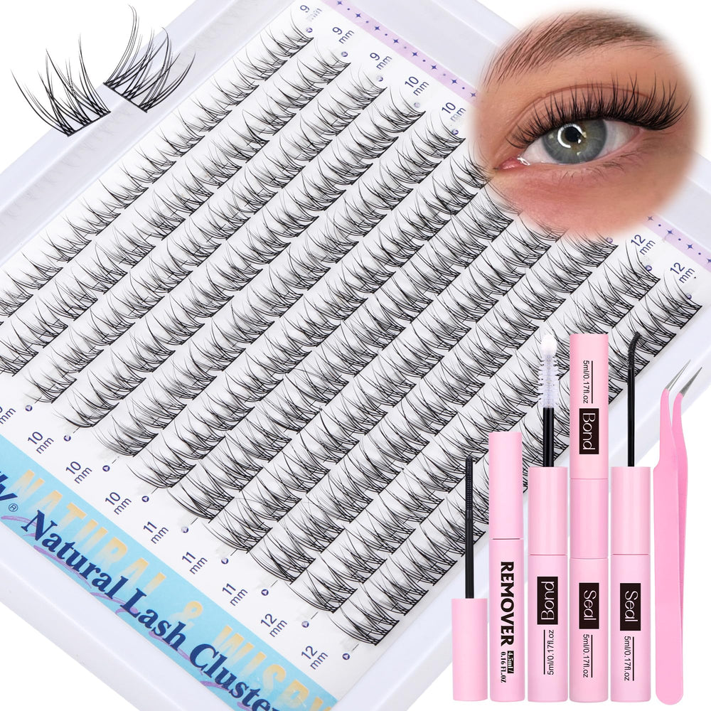Newcally lash clusters kit closeup shows natural wispy look for daily enhancement