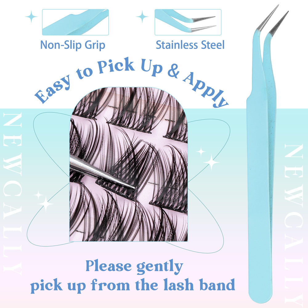 Newcally Soft-fiber lashes closeup emphasize comfortable lightweight wear and realistic texture
