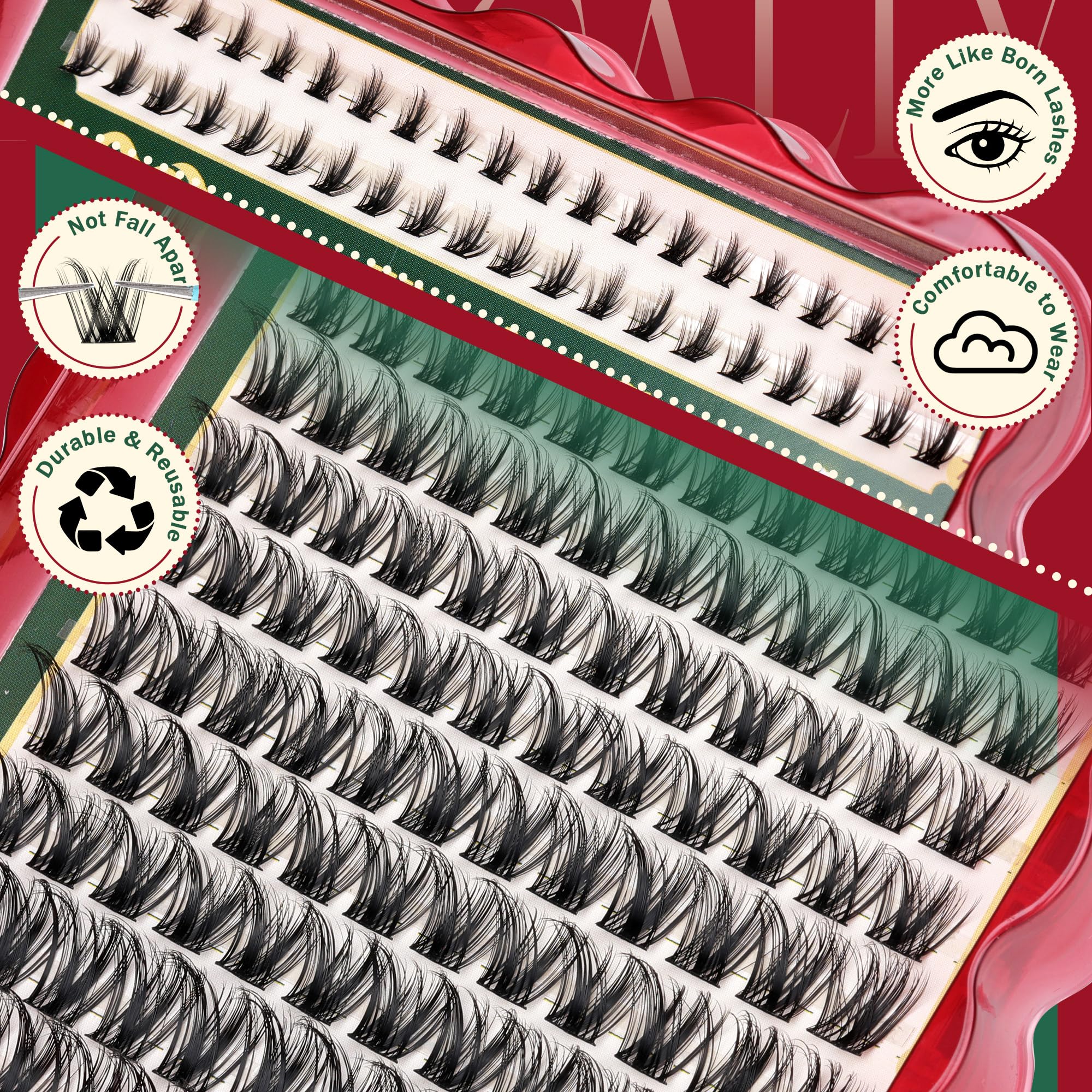 Bottom lashes detail from Newcally kit adds dimension for fuller eye look.