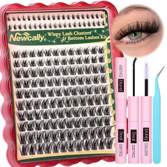Newcally Wispy Lash Clusters Kit package shows natural look with bottom lashes for fullness.