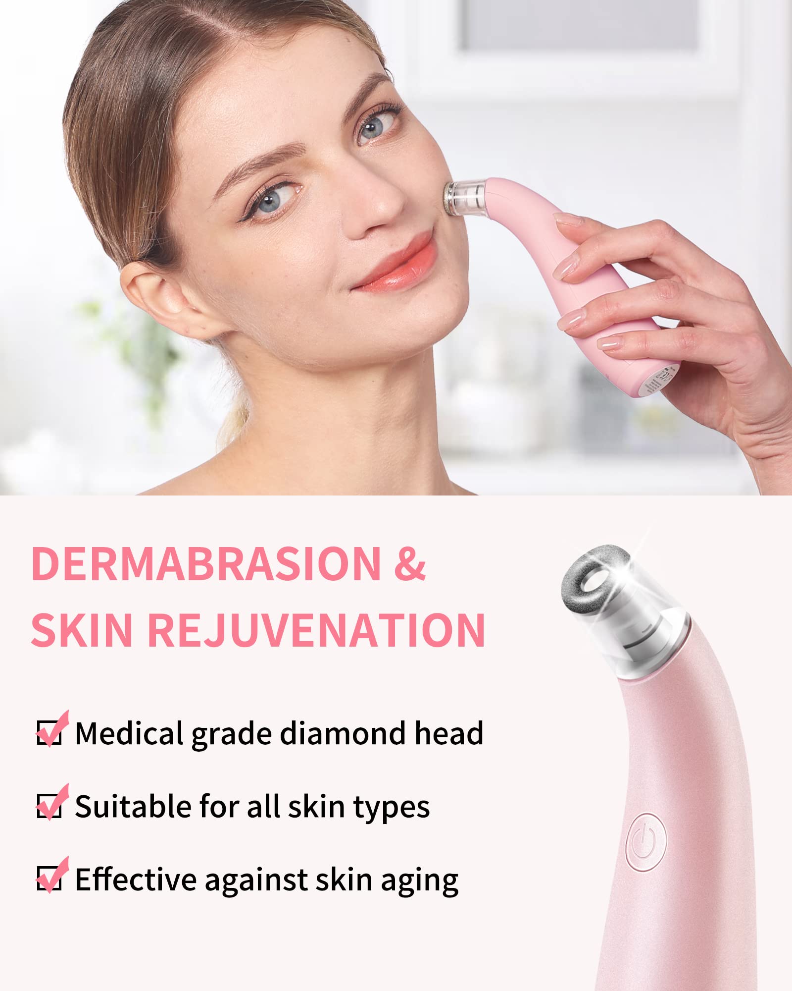 NEWDERMO diamond-tip close-up shows professional exfoliation for smoother skin.