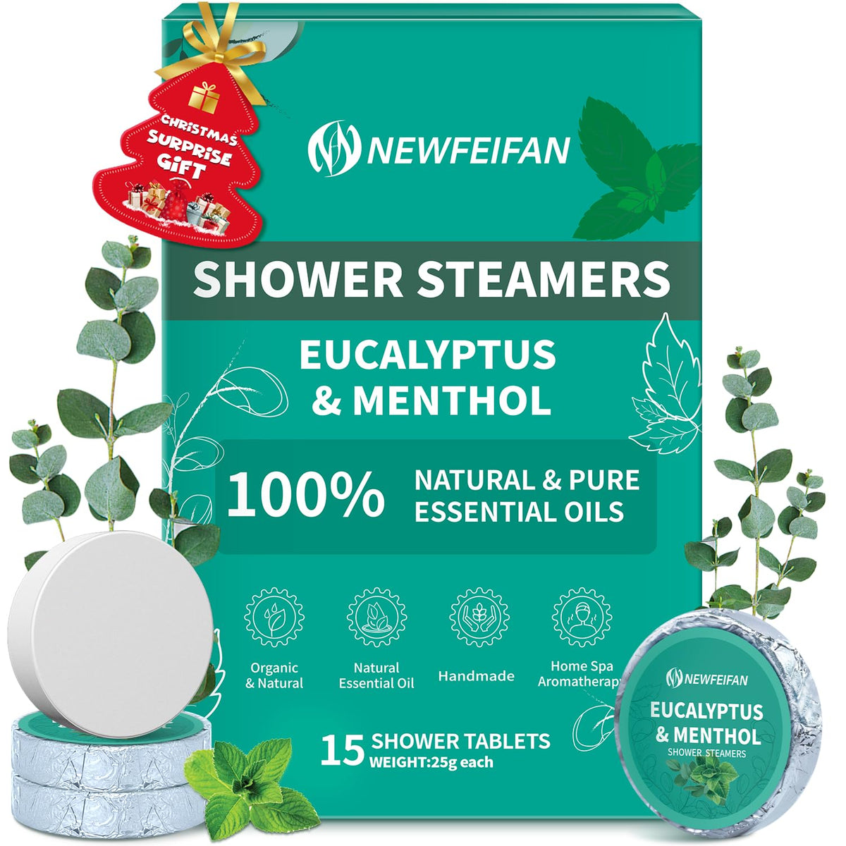 NEWFEIFAN shower steamers pack fifteen for a spa-like routine.