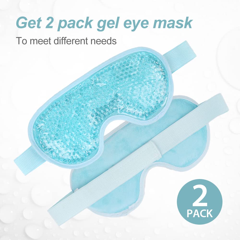 NEWGO cooling eye mask blue 2-pack resealable storage bag for hygiene and travel