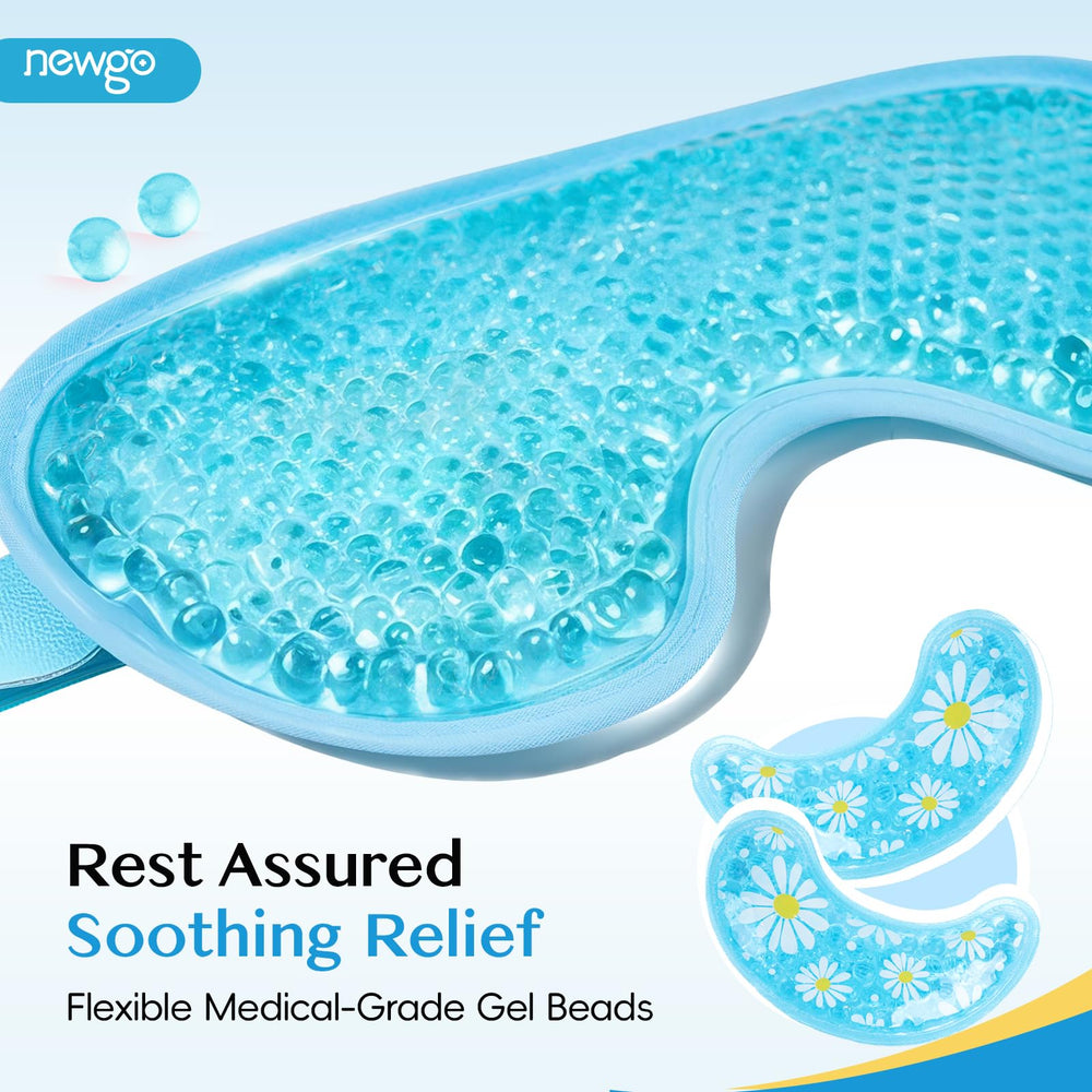 NEWGO cooling eye mask is travel-ready and compact for on-the-go use.