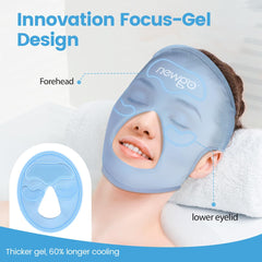 NEWGO Ice Pack Face Mask shown with ergonomic dual straps for secure, adjustable fit.