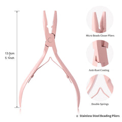 NEWISHTOOL dispositivo de cuentas para extensiones rosa, ayuda a colocar cuentas con control.