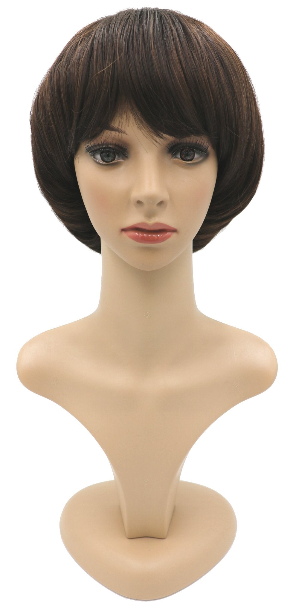 NEWPECK Afro mushroom wig brown back view with natural silhouette