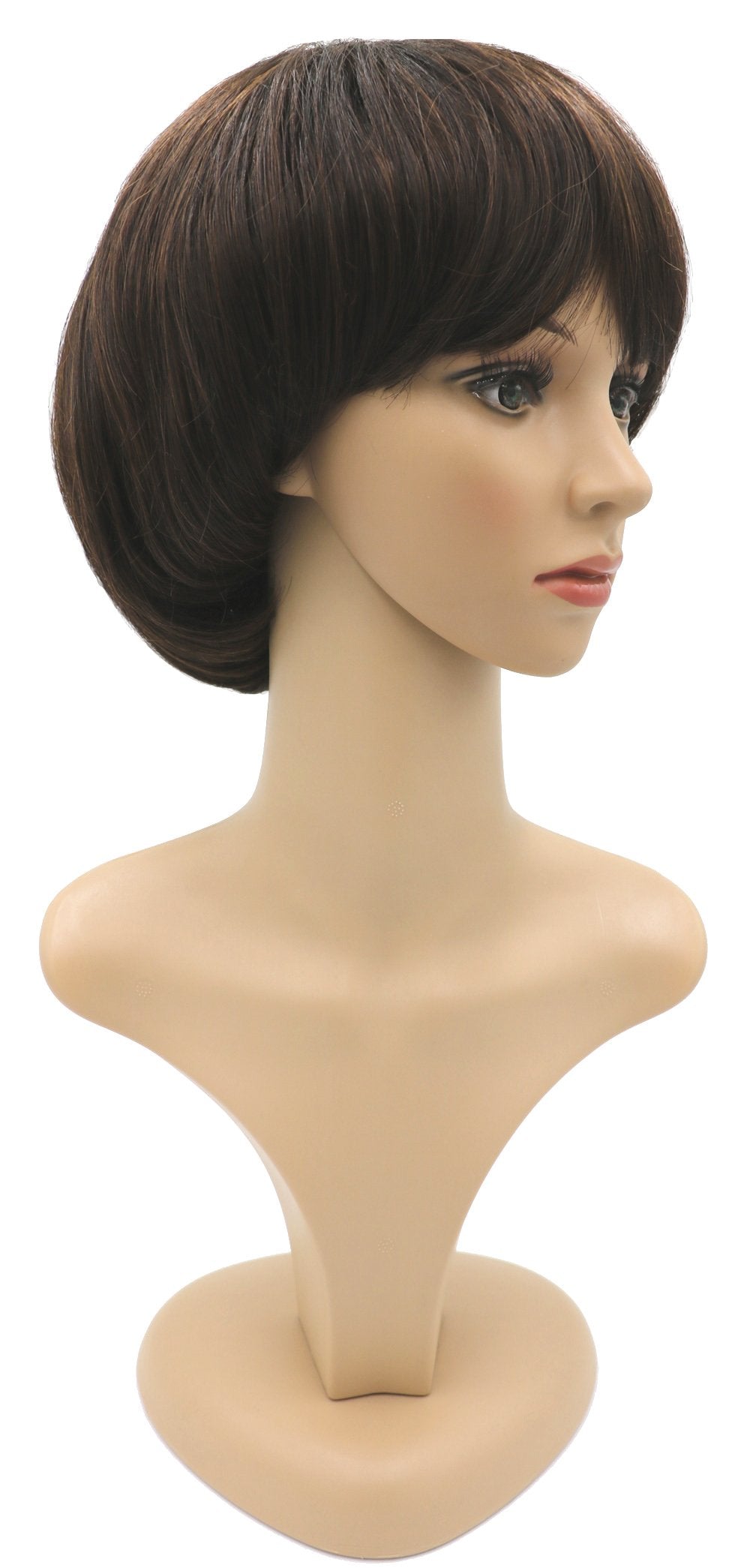 NEWPECK Afro mushroom wig brown fiber close-up for realistic texture