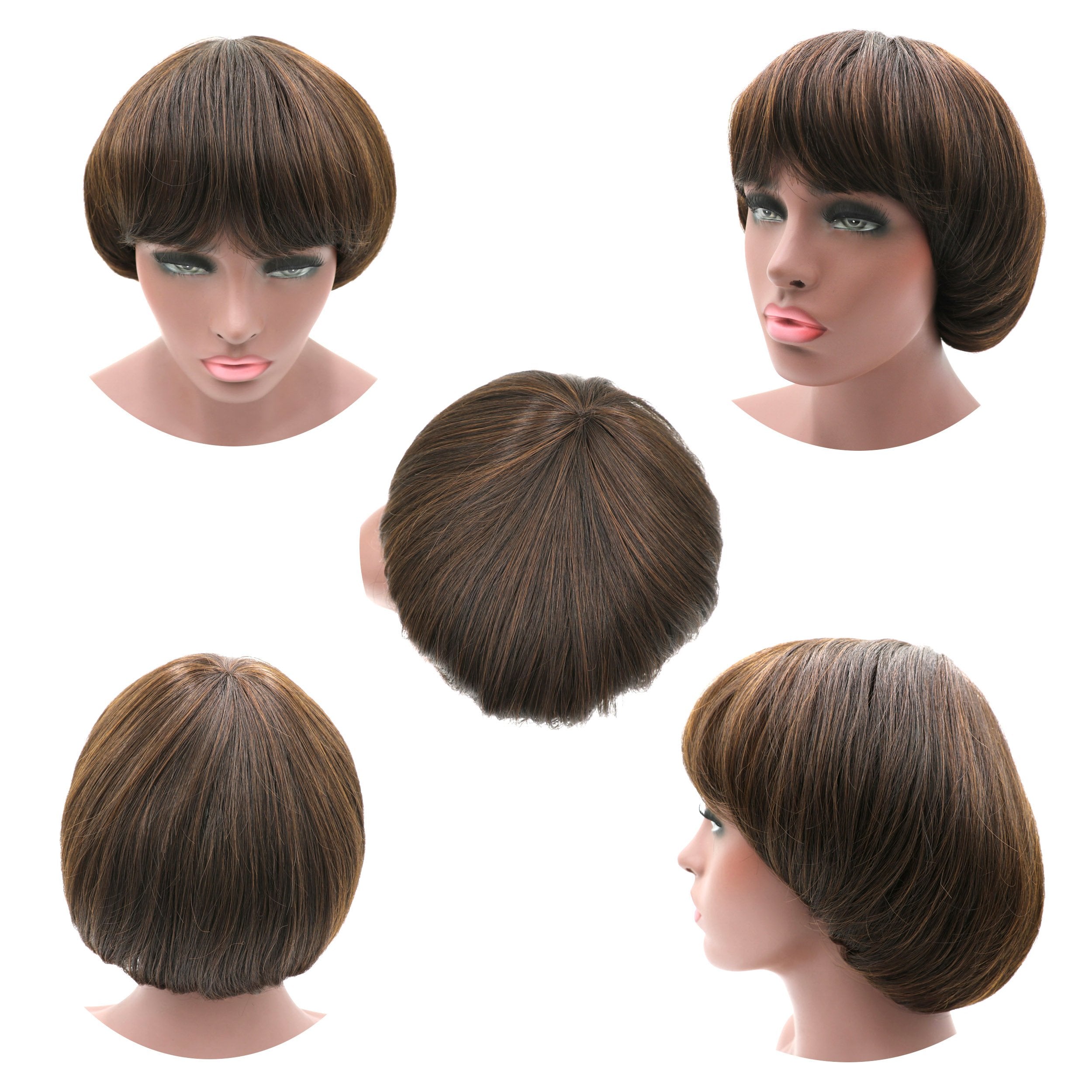 NEWPECK mushroom wig brown packaging-ready cap included