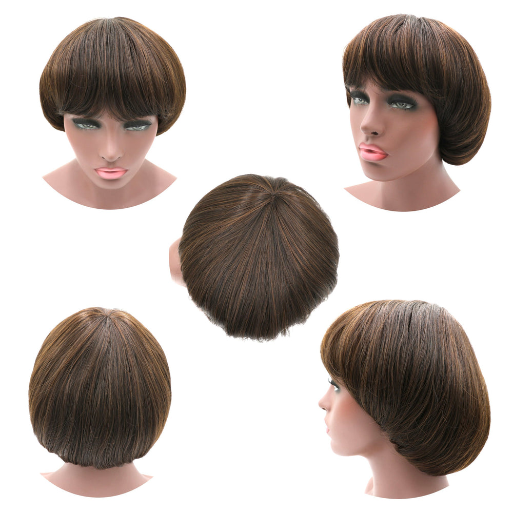 NEWPECK mushroom wig brown packaging-ready cap included